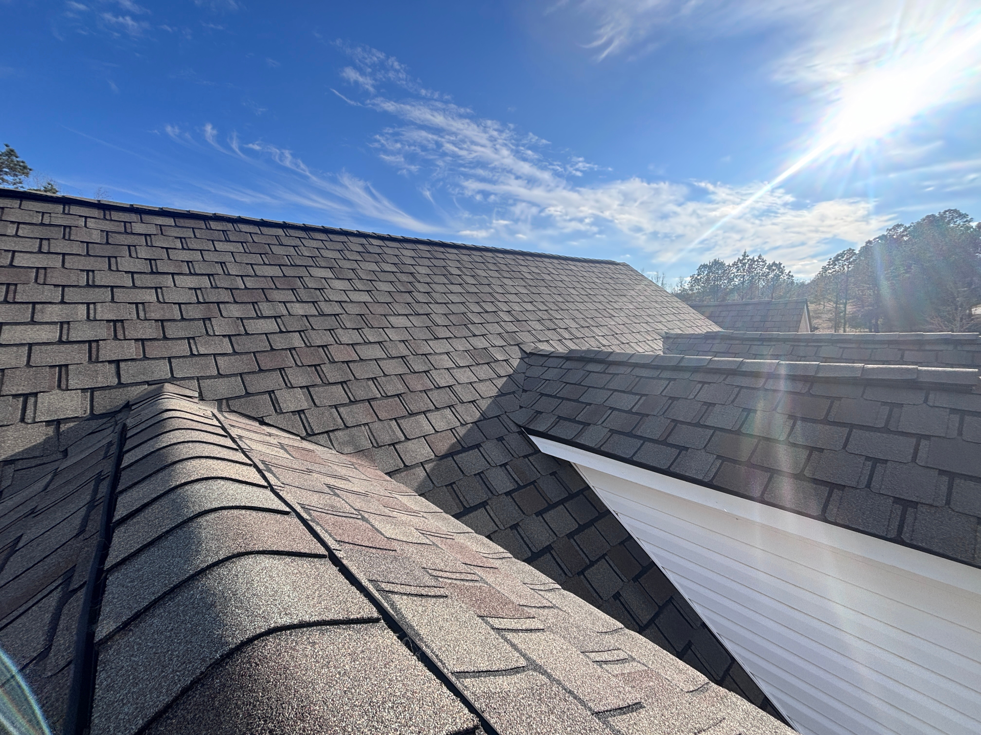 Newly installed CertainTeed Landmark architectural shingle roof on a home in Greenwood, South Carolina
